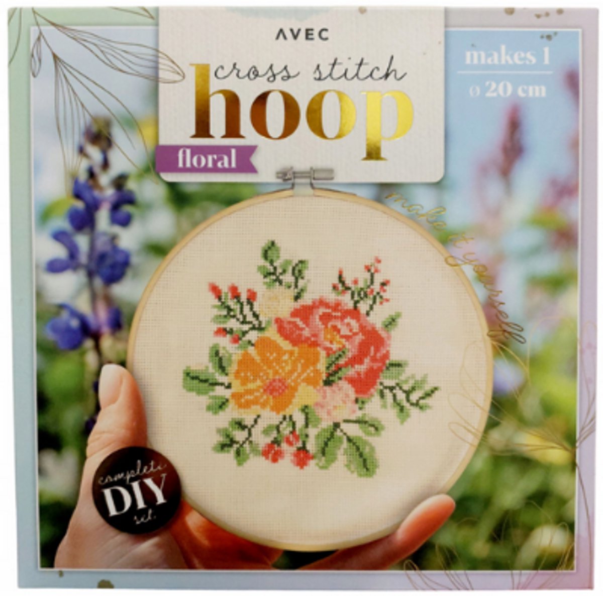 Borduurwerk Set - Hoepel 20cm - Bloemen | DIY - Do It Yourself - Cross Stitch Hoop - Embroidery - Borduren- Kruissteek Borduurring